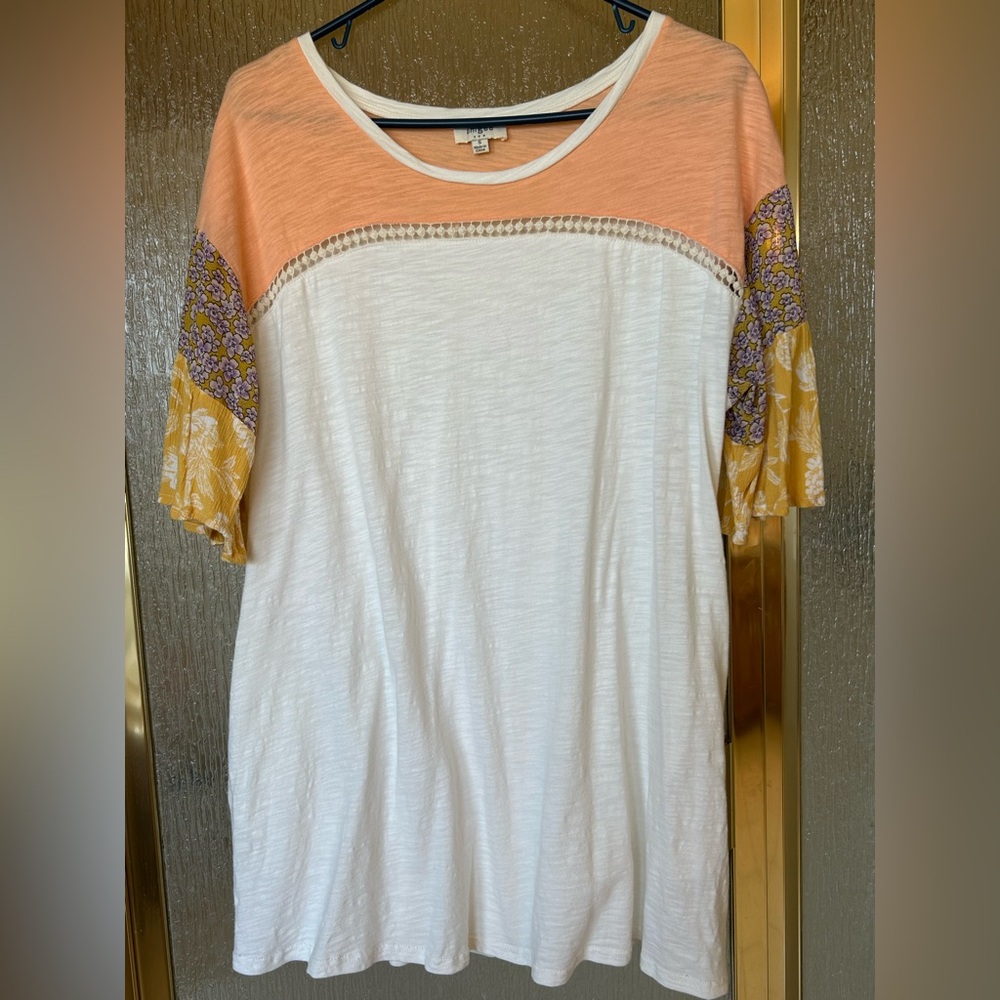 Umgee Peach and White Tunic dress